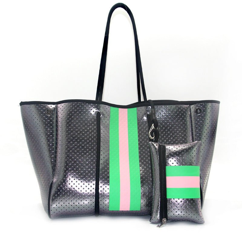 Neoprene Perforated Beach Bucket Bag – Two - in - One Mother - Child Tote, Large Swimming Sand - Proof Purse - WIVAStore