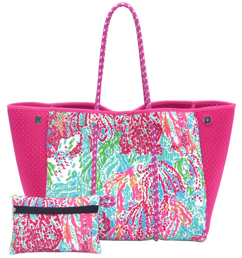 Neoprene Perforated Beach Bucket Bag – Two - in - One Mother - Child Tote, Large Swimming Sand - Proof Purse - WIVAStore