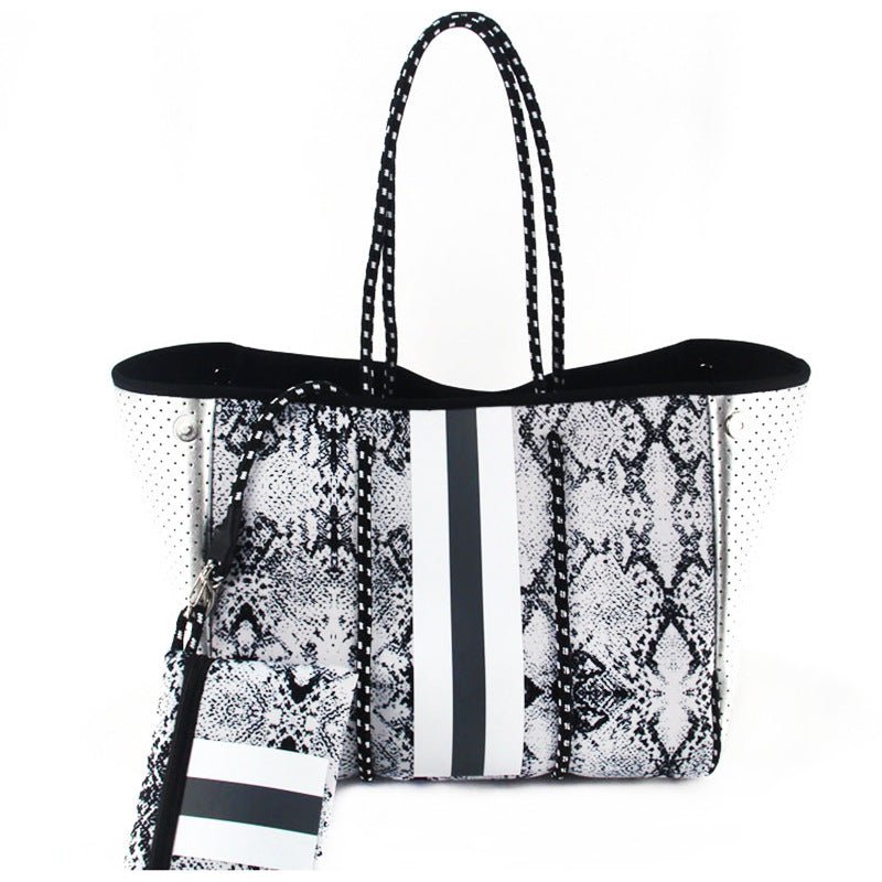Neoprene Perforated Beach Bucket Bag – Two - in - One Mother - Child Tote, Large Swimming Sand - Proof Purse - WIVAStore