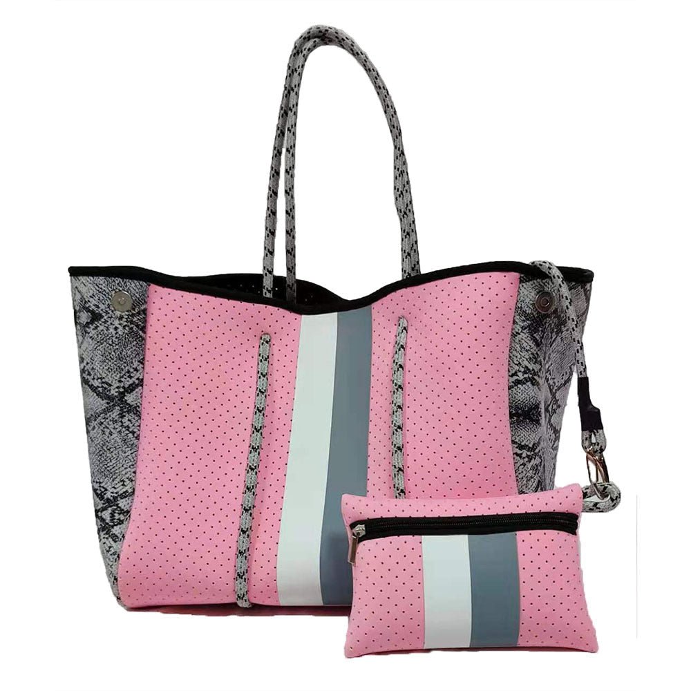 Neoprene Perforated Tote Set – Mother - Child Beach Bag, Water - Resistant Gym & Swim Duffle - WIVAStore