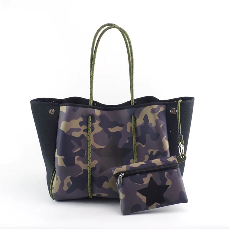 Neoprene Perforated Tote Set – Mother - Child Beach Bag, Water - Resistant Gym & Swim Duffle - WIVAStore
