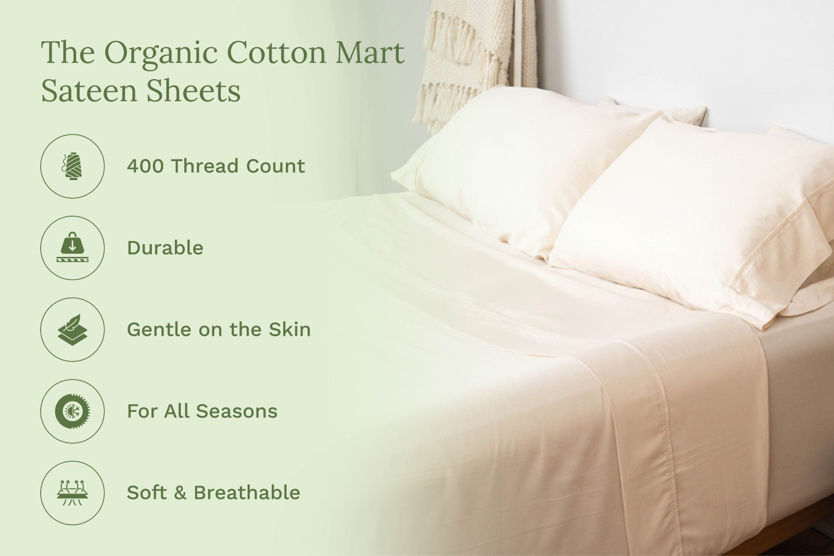 Organic Sateen Bed Sheets Set - WIVAStore