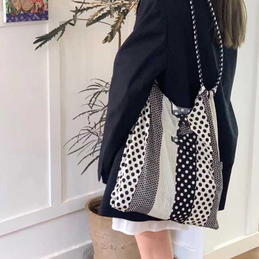 Polka dot tote bag, versatile portable shoulder bag, large - capacity environmentally friendly hobo bag for women - WIVAStore