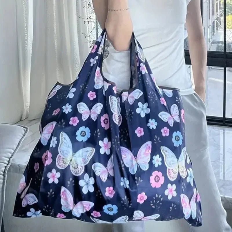 Portable Folding Shopping Bag Butterfly Flower Printing - WIVAStore