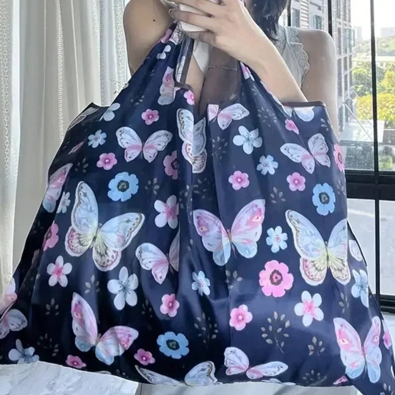 Portable Folding Shopping Bag Butterfly Flower Printing - WIVAStore