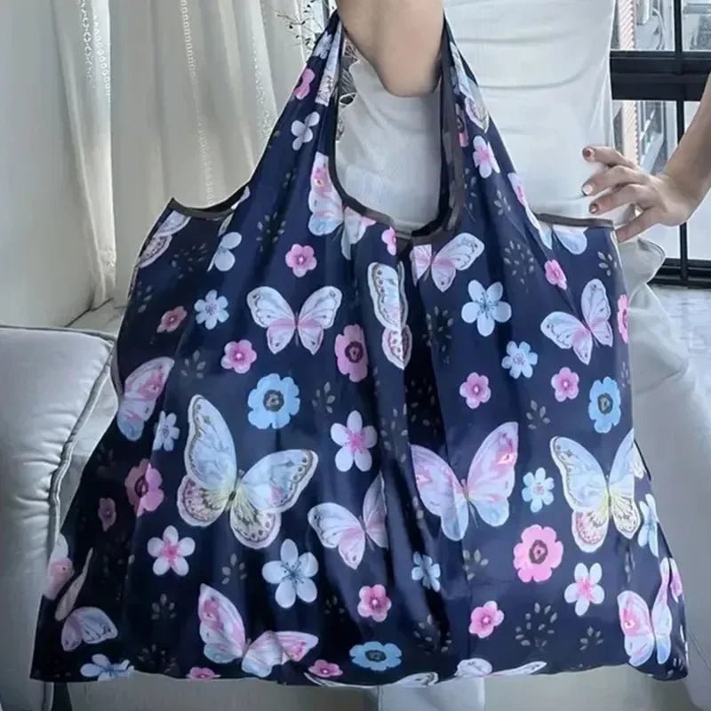 Portable Folding Shopping Bag Butterfly Flower Printing - WIVAStore