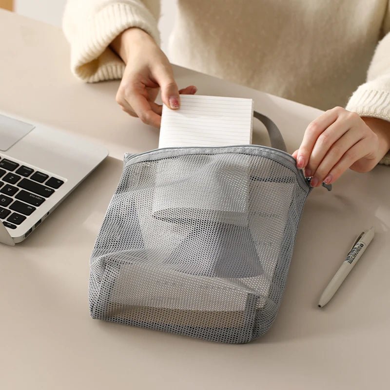 Portable Toiletry Bag with Handy Handle Large Capacity Mesh Toiletry - WIVAStore