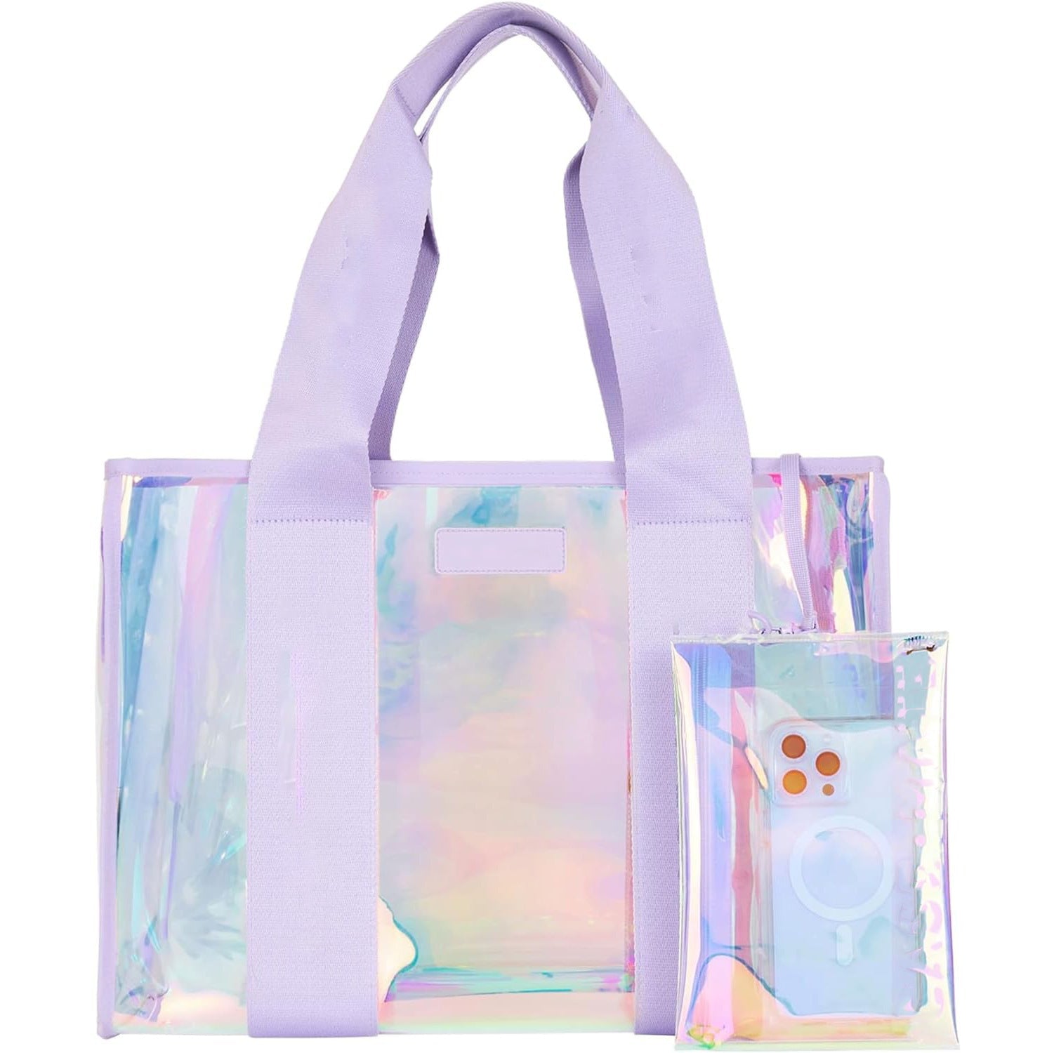 PVC ladies handbag, transparent beach bag for women, large capacity waterproof tote bag with small pouch - WIVAStore