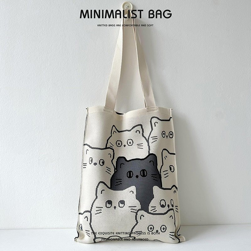 Quirky Knit Shoulder Bag – Novelty Large Tote, Commuter - Friendly Animal Purse - WIVAStore