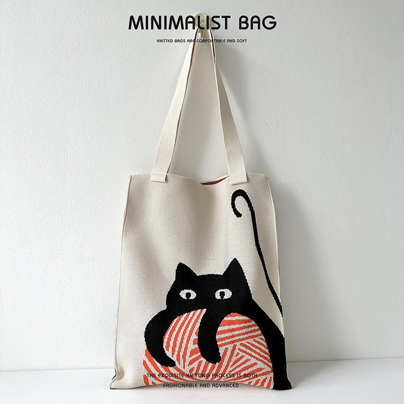 Quirky Knit Shoulder Bag – Novelty Large Tote, Commuter - Friendly Animal Purse - WIVAStore