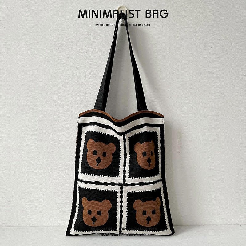 Quirky Knit Shoulder Bag – Novelty Large Tote, Commuter - Friendly Animal Purse - WIVAStore