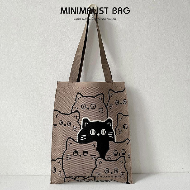 Quirky Knit Shoulder Bag – Novelty Large Tote, Commuter - Friendly Animal Purse - WIVAStore