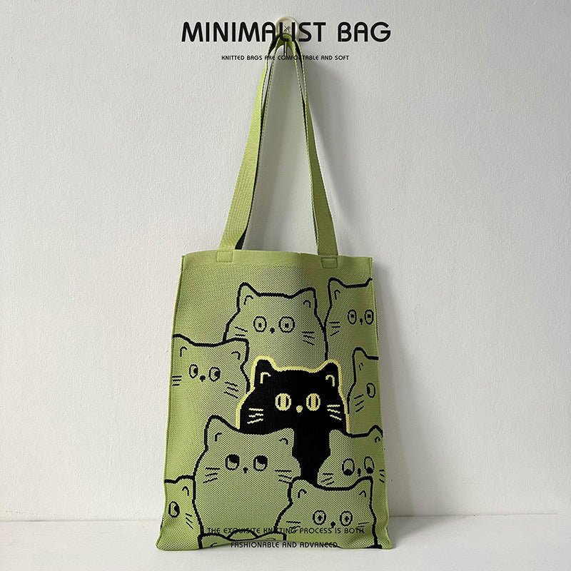 Quirky Knit Shoulder Bag – Novelty Large Tote, Commuter - Friendly Animal Purse - WIVAStore
