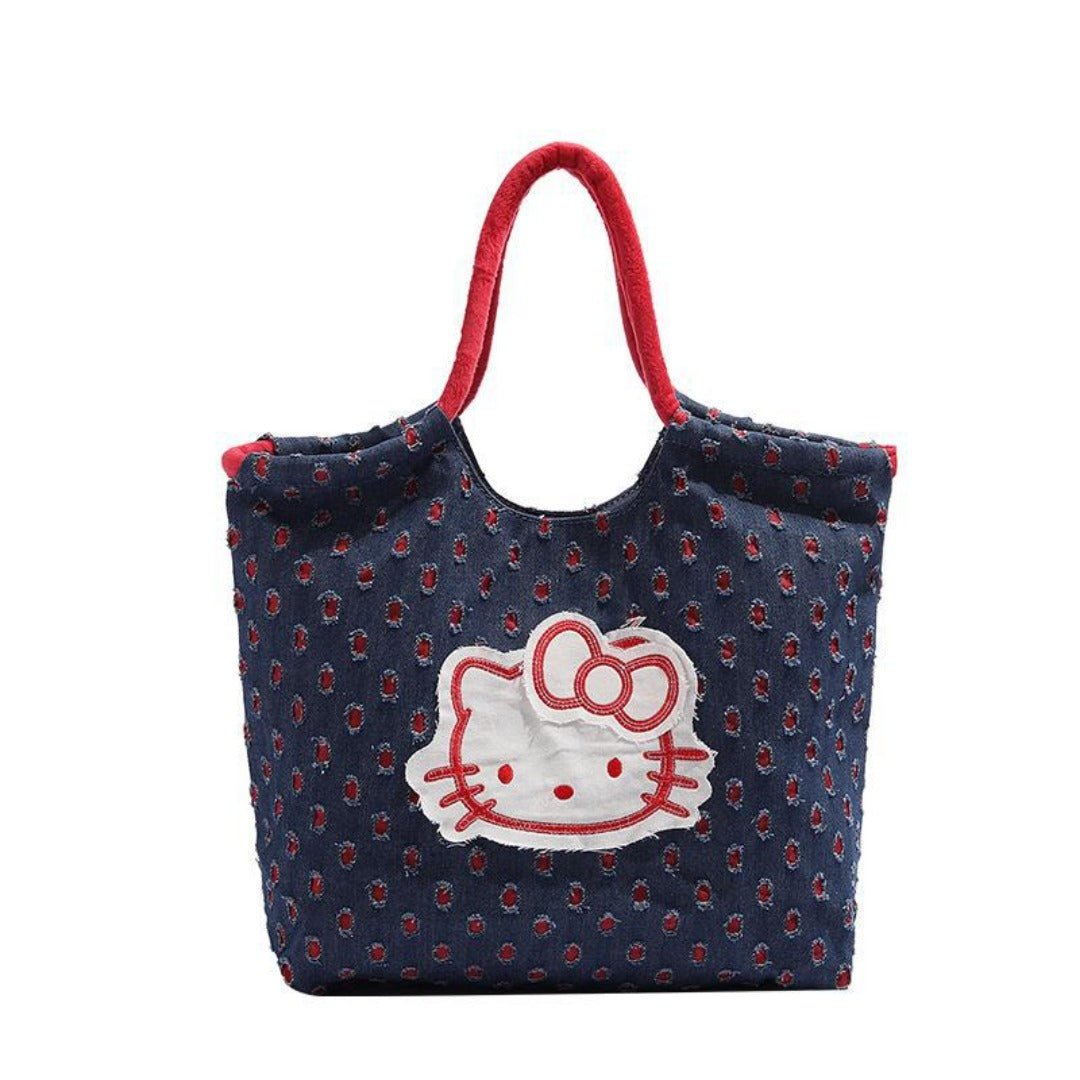 Retro denim tote bag, large capacity fashion shoulder bag, cute versatile tote bag for women - WIVAStore