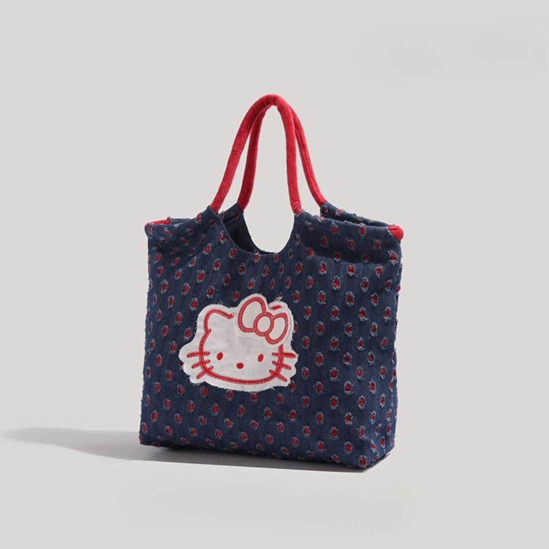 Retro denim tote bag, large capacity fashion shoulder bag, cute versatile tote bag for women - WIVAStore