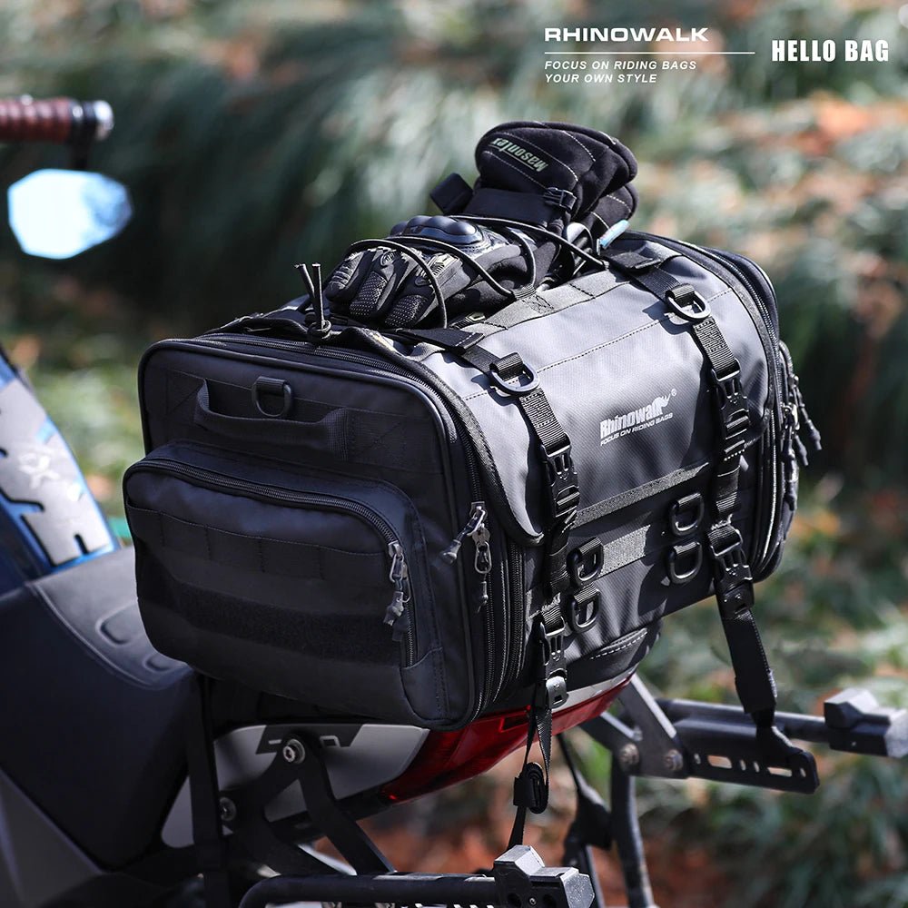 Rhinowalk Motor Tail Bag Waterproof 19L - 80L Expandable Big Capacity Motorcycle Back Seat Saddlebag Pannier - WIVAStore