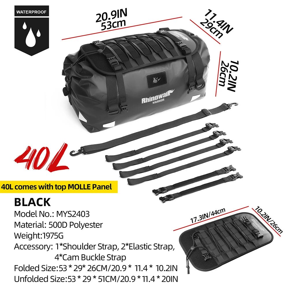 Rhinowalk Motorcycle Back Tail Bag 20L - 65L - WIVAStore