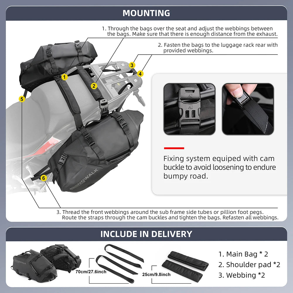 Rhinowalk Motorcycle Saddle - Bag 100%Waterproof - WIVAStore