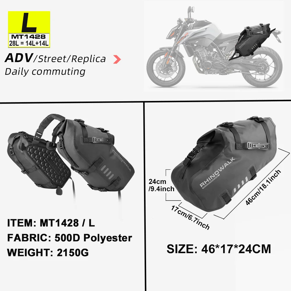 Rhinowalk Motorcycle Saddle - Bag 100%Waterproof - WIVAStore