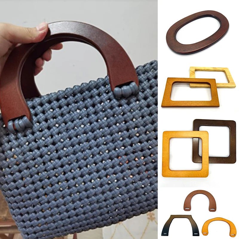 Round D - shaped Rectangle Wooden Bag Handles - WIVAStore