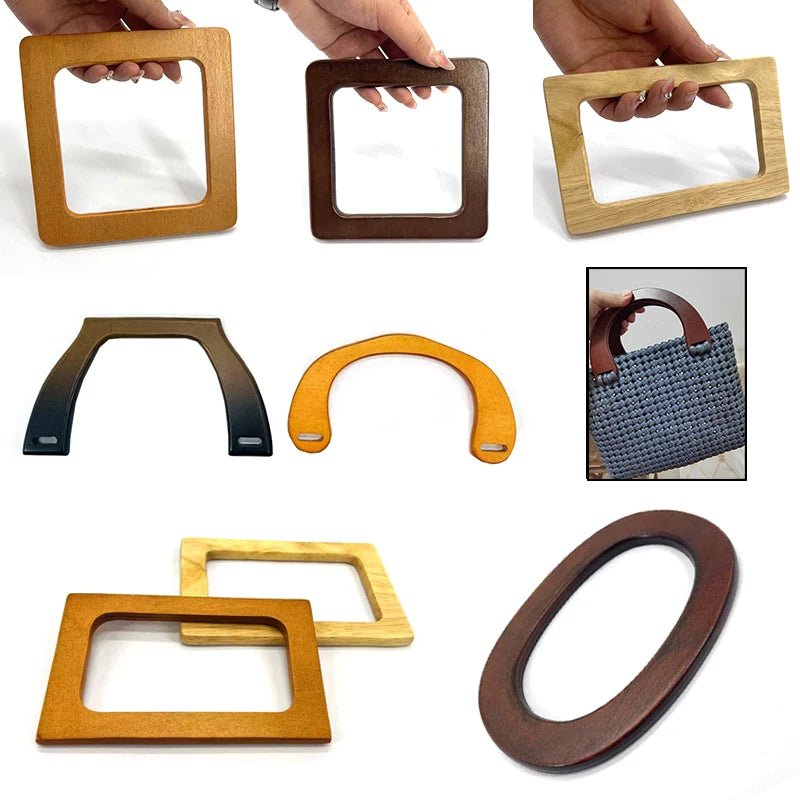 Round D - shaped Rectangle Wooden Bag Handles - WIVAStore