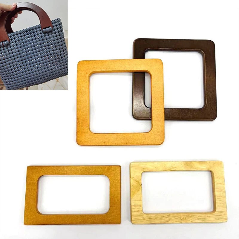 Round D - shaped Rectangle Wooden Bag Handles - WIVAStore