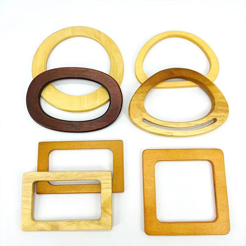 Round D - shaped Rectangle Wooden Bag Handles - WIVAStore