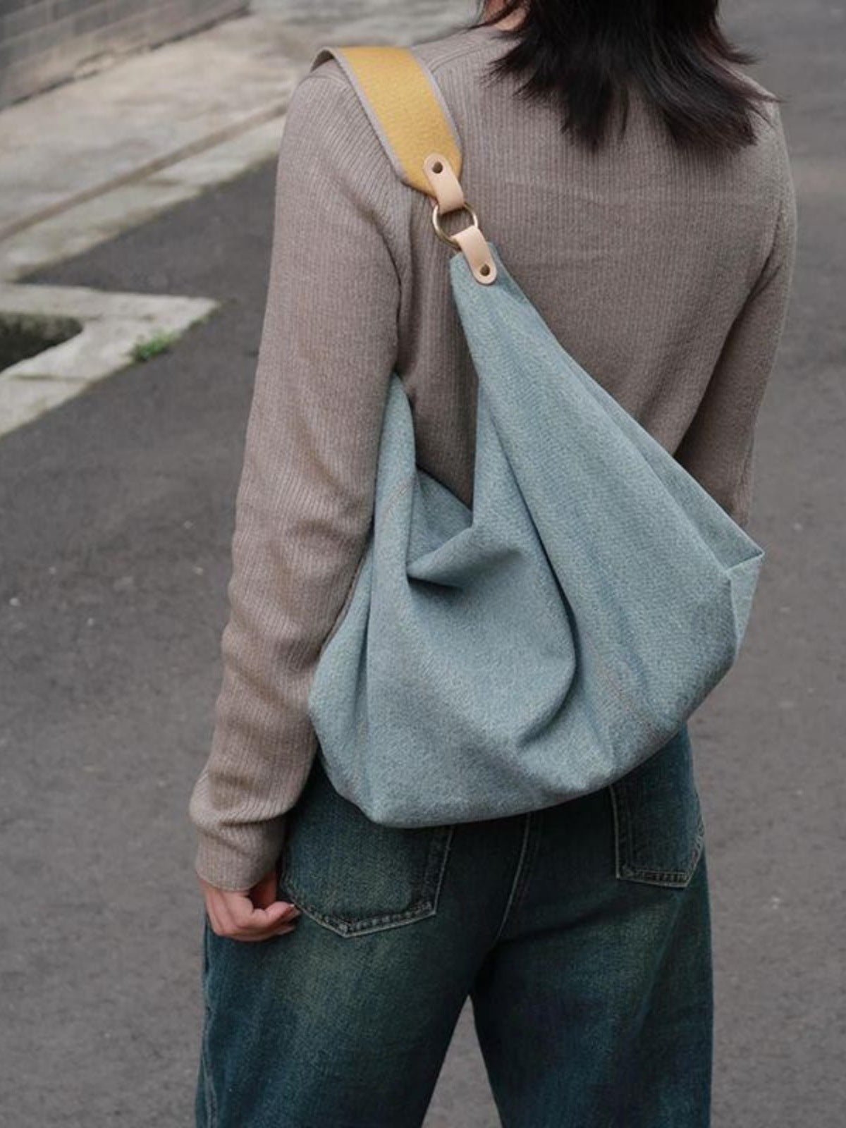 Slouchy purse, summer high capacity commuter shoulder bag, hobo bag denim, tote bag women - WIVAStore