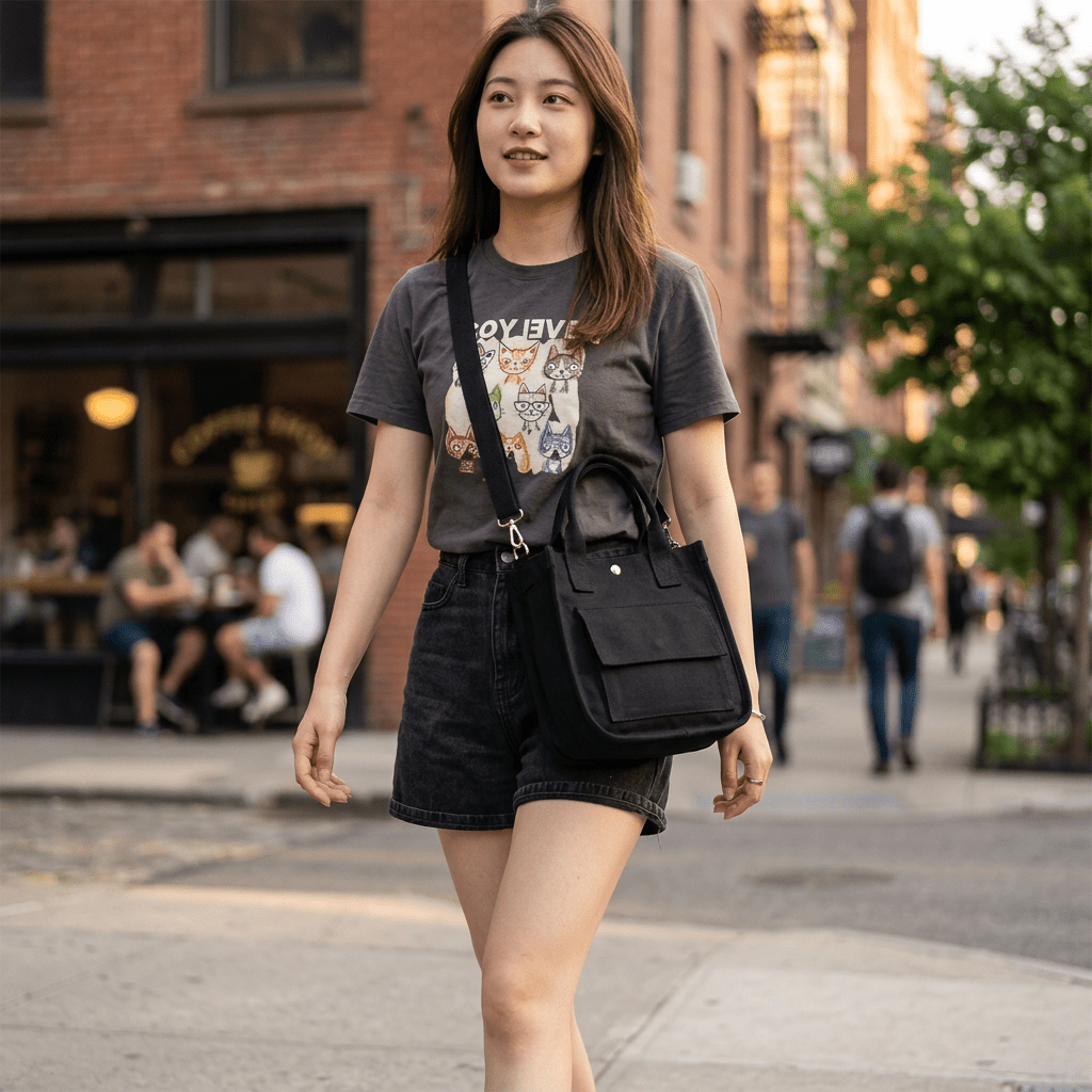 Small Canvas Tote Bag with Pockets Crossbody Bags - WIVAStore