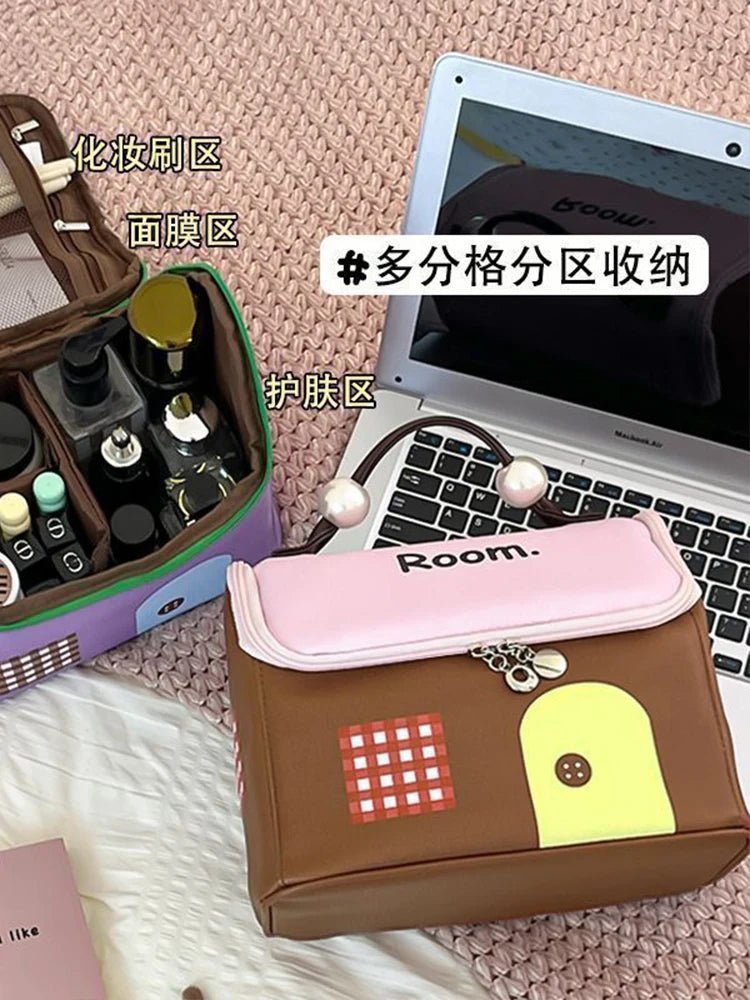 Small House Pattern Portable cosmetic bag - WIVAStore