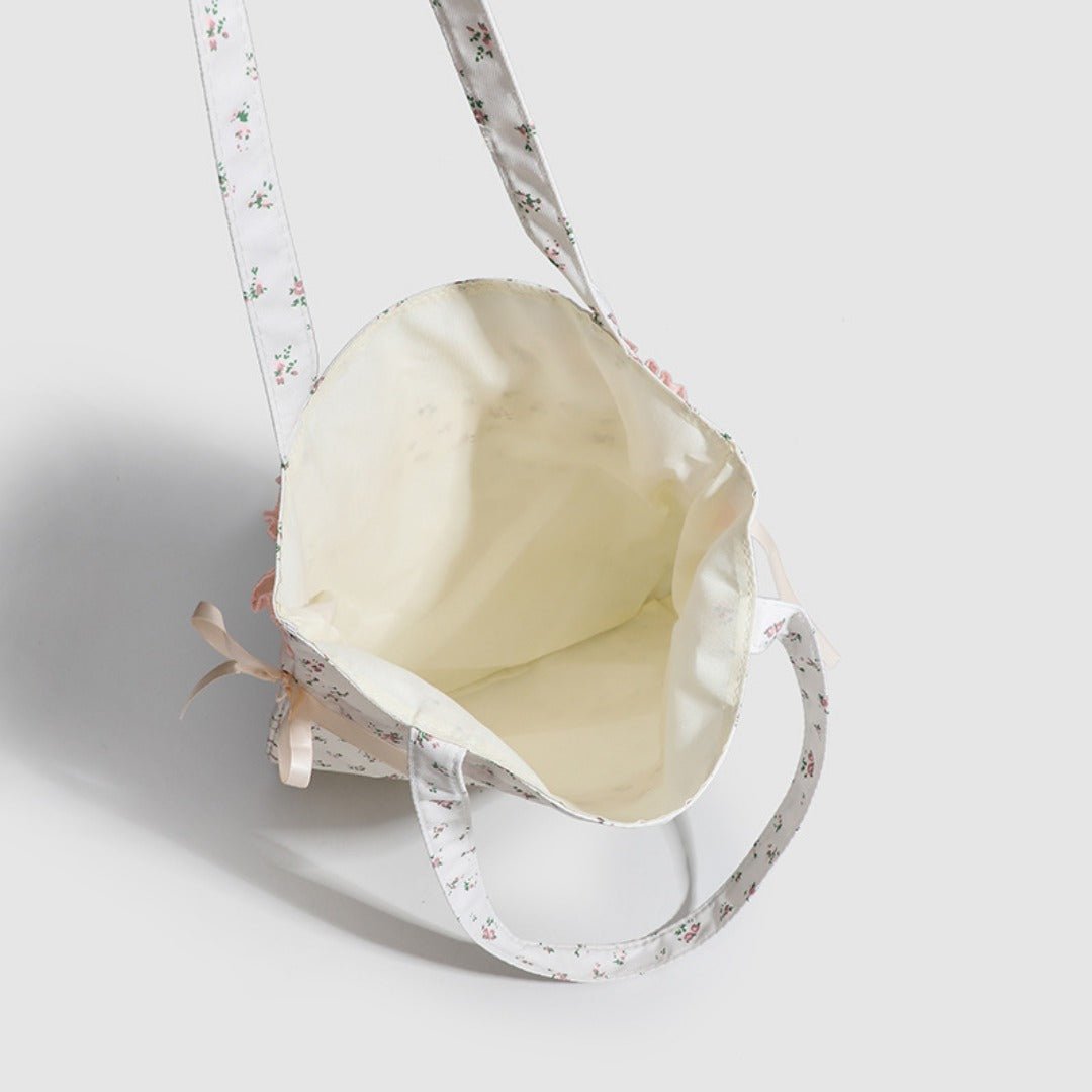 Spring shoulder floral draw with hobo bag, girls cloth bag cute small cloth bag, drawstring shoulder tote bag for women - WIVAStore