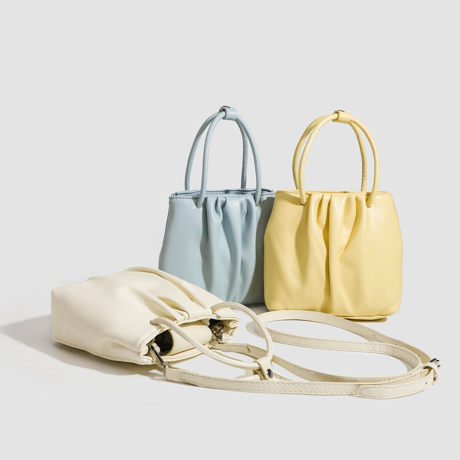 Square pleated versatile bag, bag women's fashion women's tote bag, portable casual shoulder bag - WIVAStore