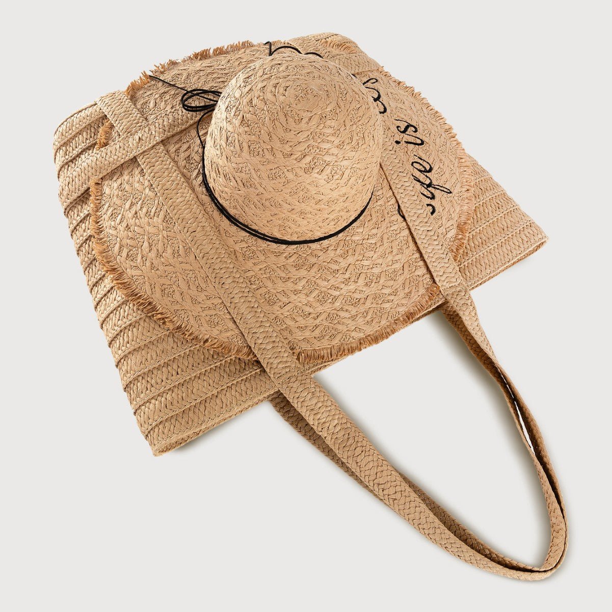 Straw Bag with Matching Hat – Vacation Woven Set, Women’s Beach Tote & Sun Hat Duo - WIVAStore