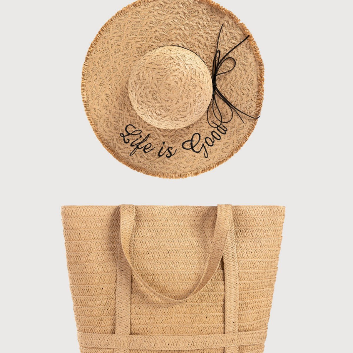 Straw Bag with Matching Hat – Vacation Woven Set, Women’s Beach Tote & Sun Hat Duo - WIVAStore