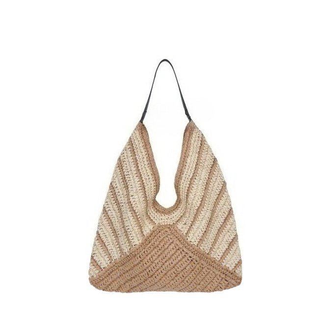 Striped Hobo Shoulder Tote – Versatile Women's Woven Bag, New Hollow - Out Straw Purse - WIVAStore