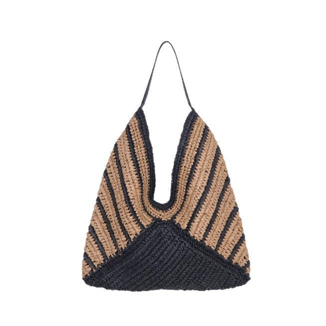 Striped Hobo Shoulder Tote – Versatile Women's Woven Bag, New Hollow - Out Straw Purse - WIVAStore