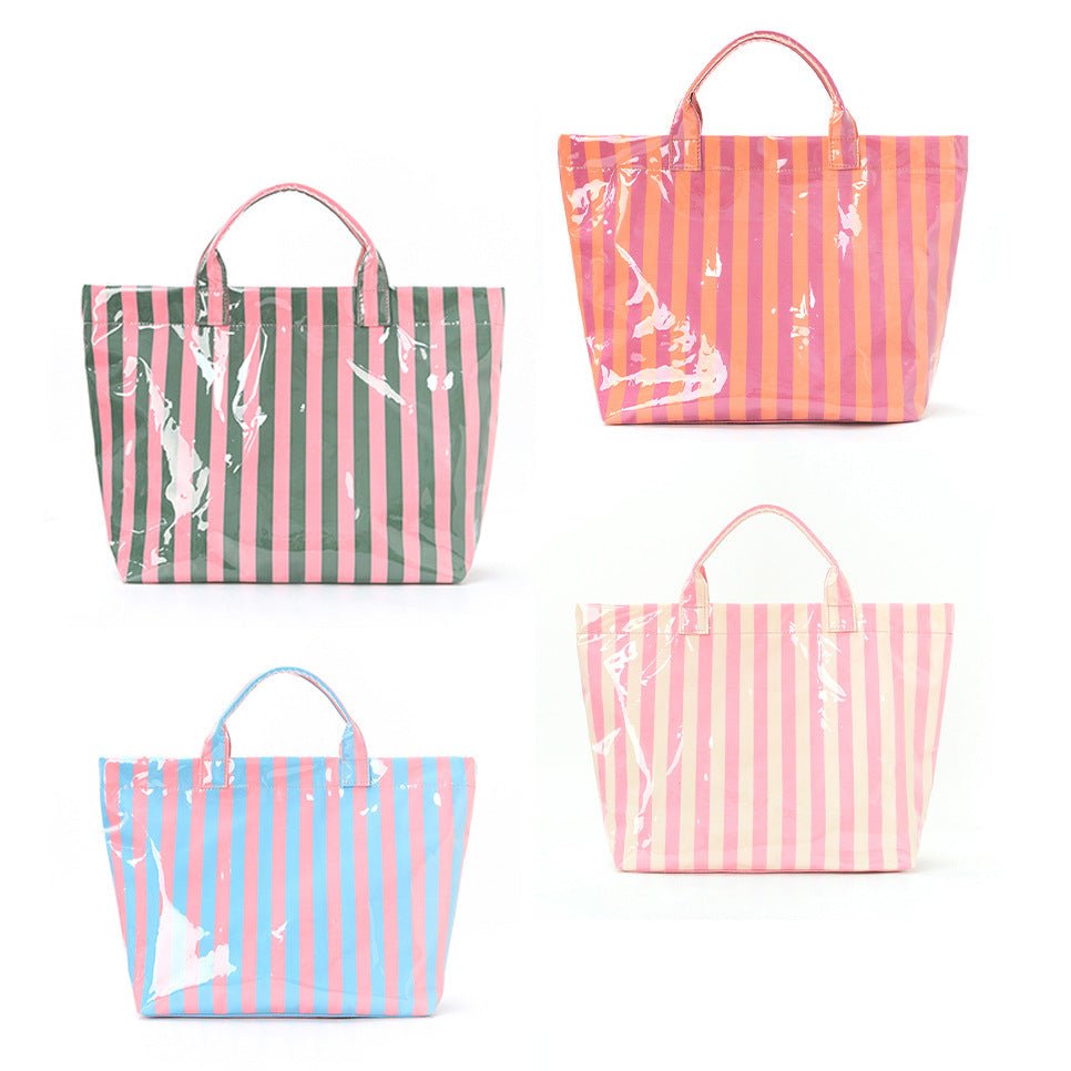Striped Tote Bag – High - Aesthetic Lightweight Handbag, Commuter Large Travel Shoulder Bag - WIVAStore