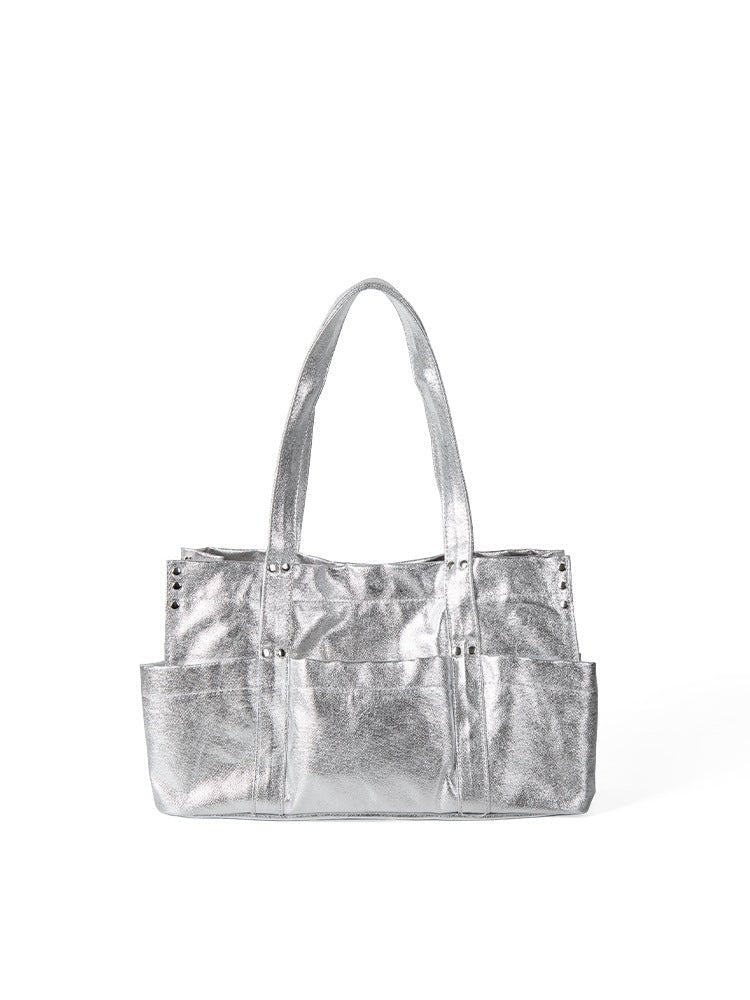 Stylish Metallic Hobo Tote Purse - Summer Design Large Capacity Multi - Compartment Shoulder Bag for Women - WIVAStore