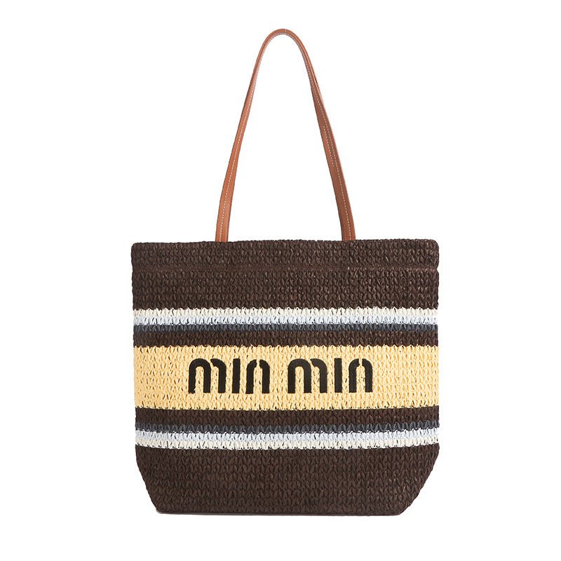 Summer Colorful Stripe Woven Bag – Women’s Handheld Tote, Casual Vacation Shoulder Purse - WIVAStore