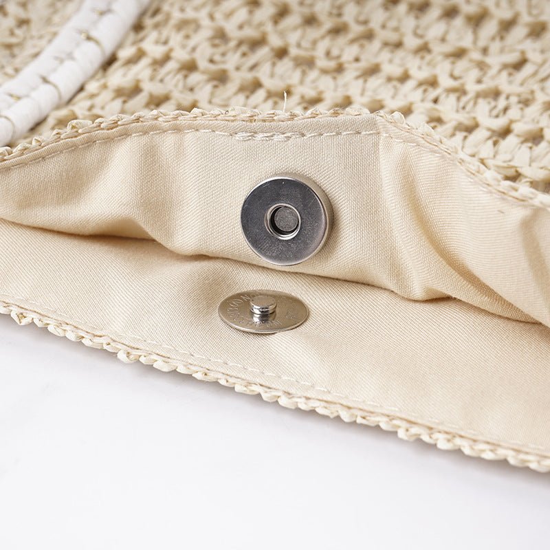 Summer Straw Tote – Women’s Large Shoulder Beach Bag, Patchwork Handwoven Purse - WIVAStore