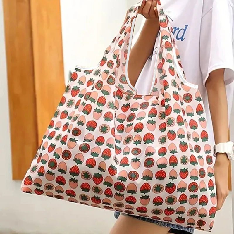 Supermarket Tote Bags Portable - with Cartoon Animal Lemo Strawberry Printing - WIVAStore