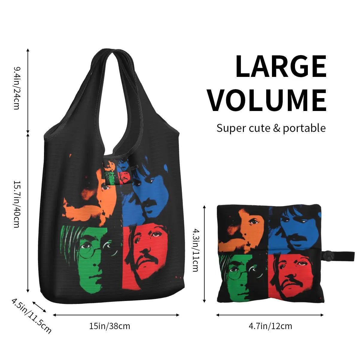 The Beatle Portraits Reusable Shopping Bags - WIVAStore
