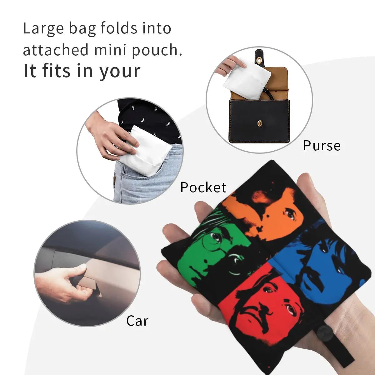 The Beatle Portraits Reusable Shopping Bags - WIVAStore