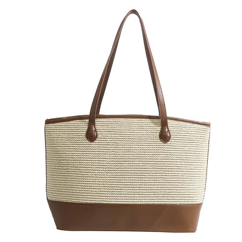 Tote crochet purse, summer retro underarm bag, straw bag large capacity minimalist tote large bag - WIVAStore