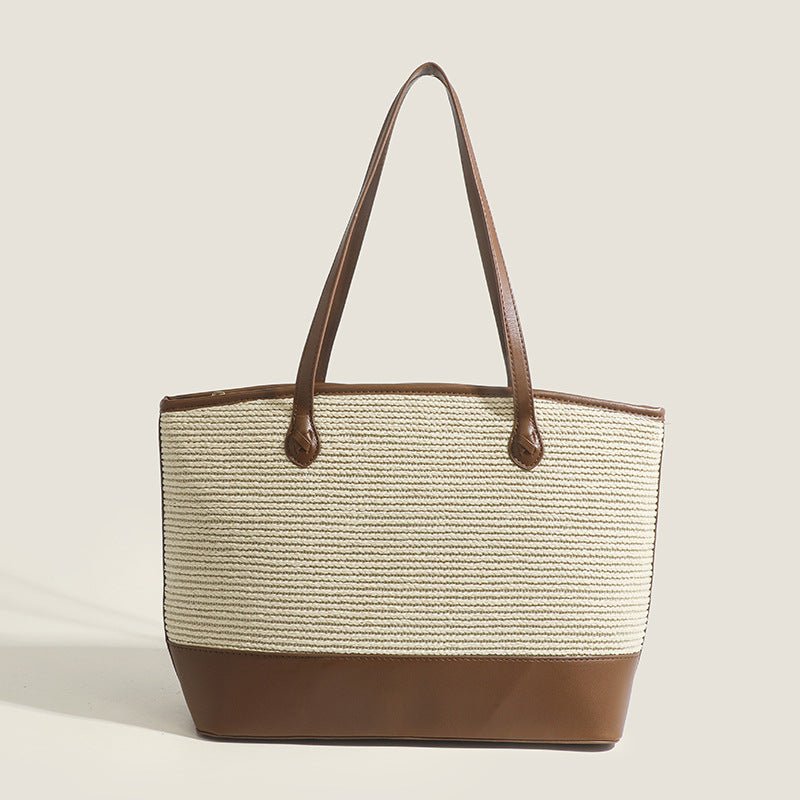 Tote crochet purse, summer retro underarm bag, straw bag large capacity minimalist tote large bag - WIVAStore