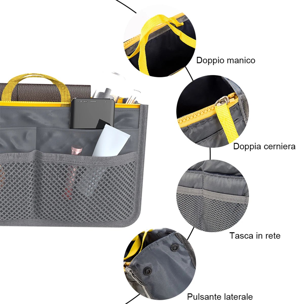 Travel Insert Handbag Organiser Nylon Bag - WIVAStore