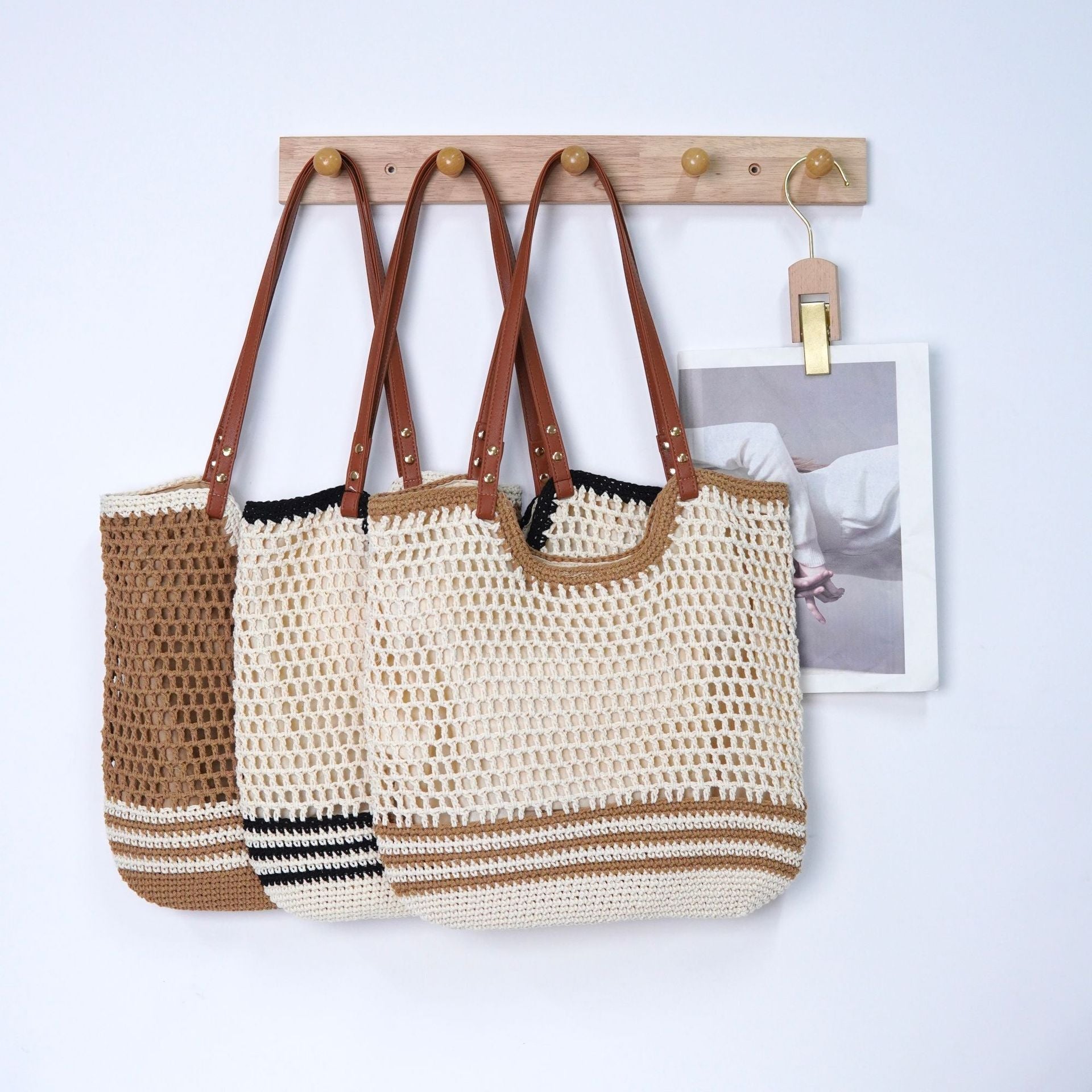 Vacation Shoulder Tote – Bohemian Hollow - Out Woven Bag, Large Beach Purse, Versatile Casual Carryall - WIVAStore