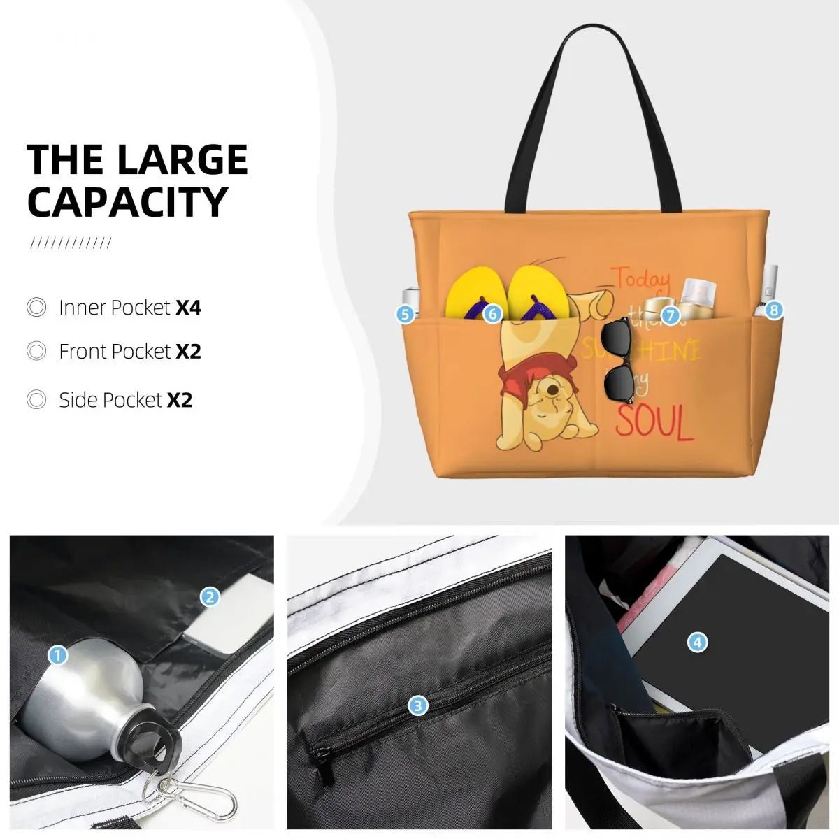 Winnie The Pooh Large Beach Tote Bag - WIVAStore