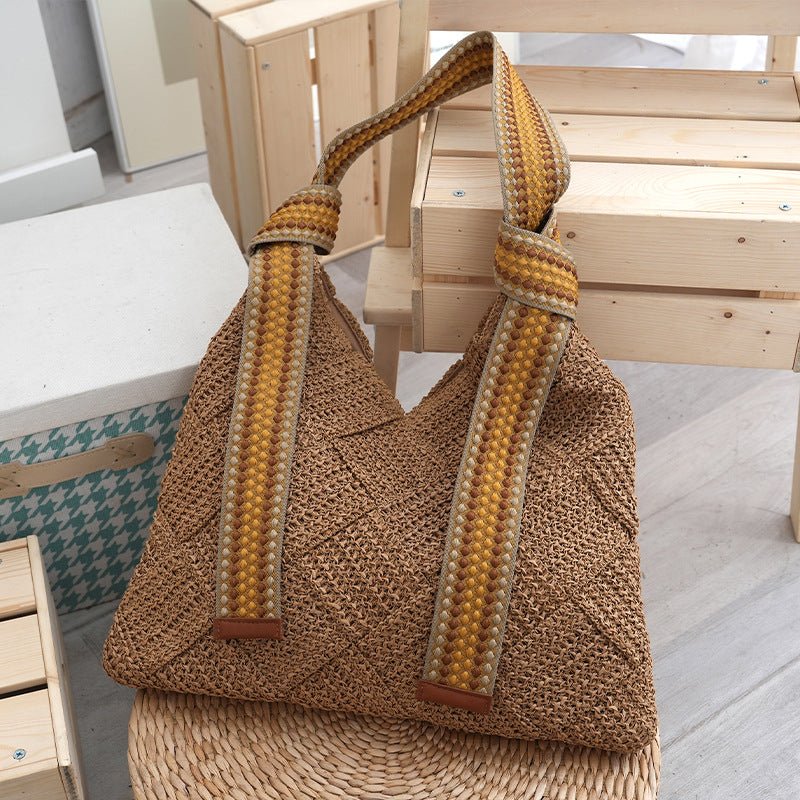 Women’s Lightweight Woven Bag – Delicate Summer Straw Shoulder Purse, Handmade Textured Tote - WIVAStore