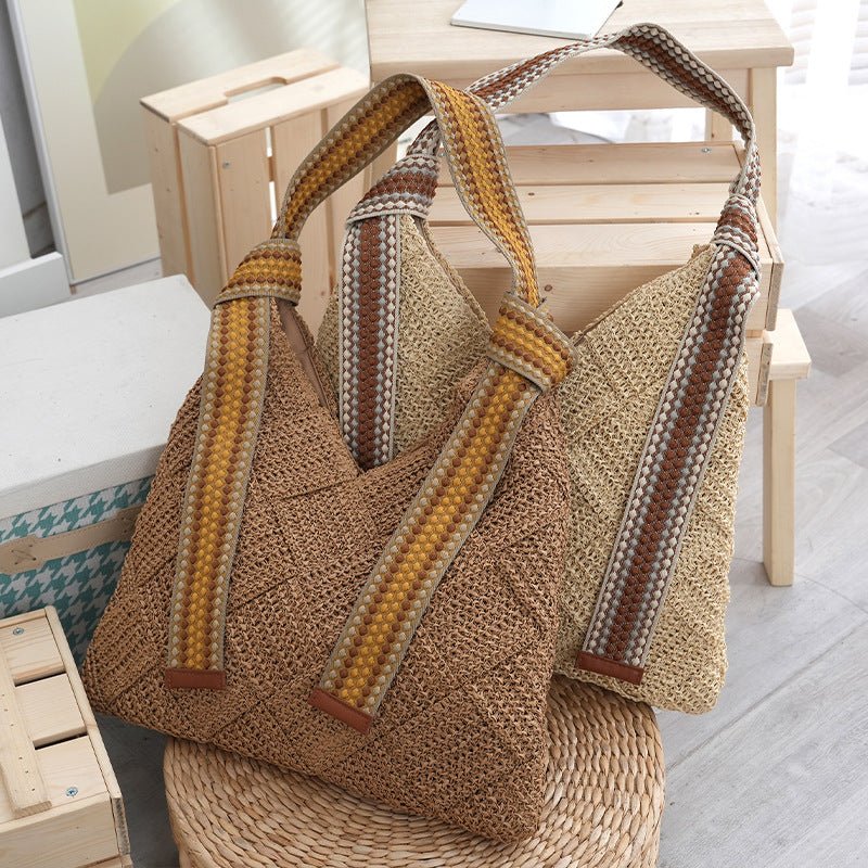 Women’s Lightweight Woven Bag – Delicate Summer Straw Shoulder Purse, Handmade Textured Tote - WIVAStore